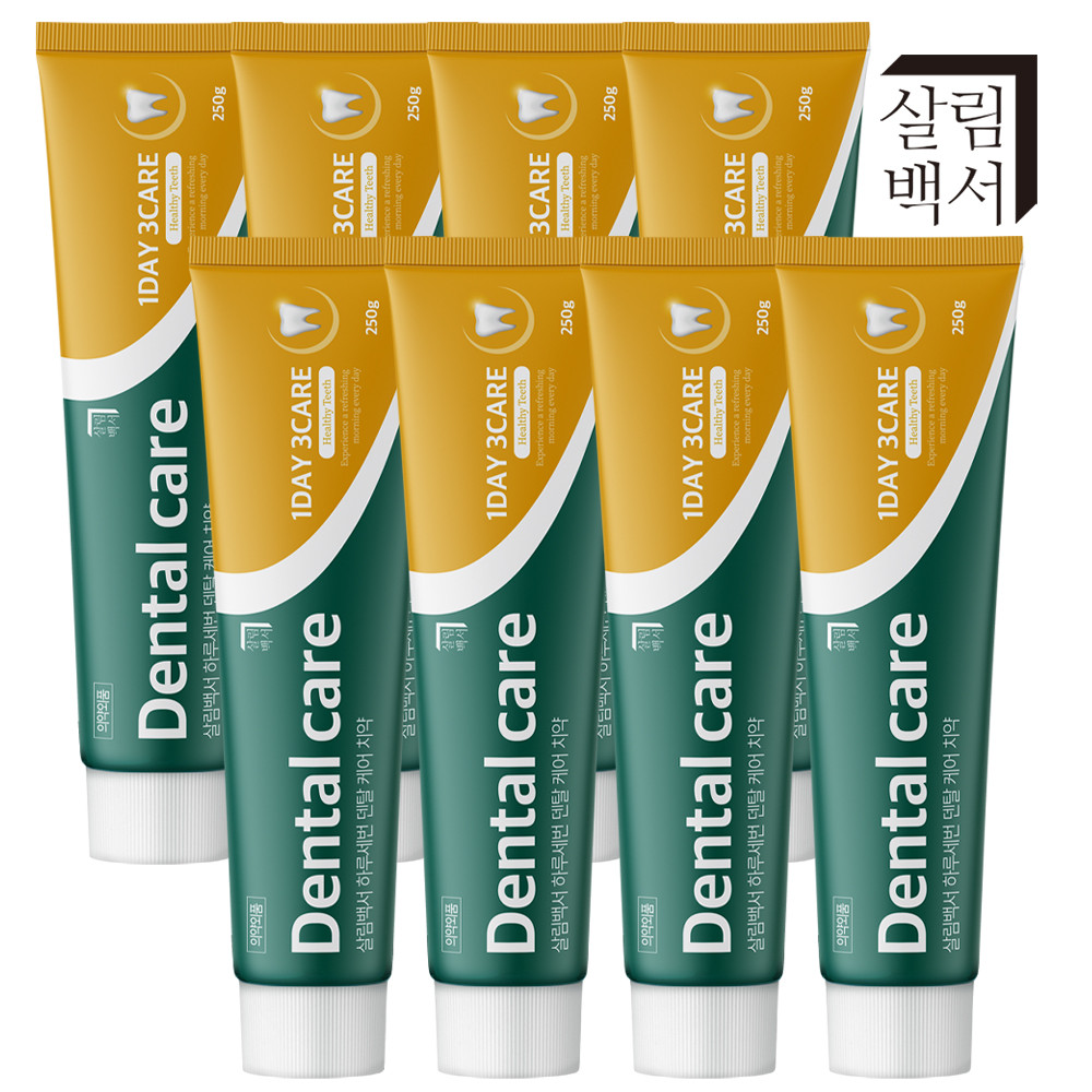 살림백서 하루세번 덴탈 케어 대용량 치약 구취제거 입냄새제거 잇몸 250g, 8개