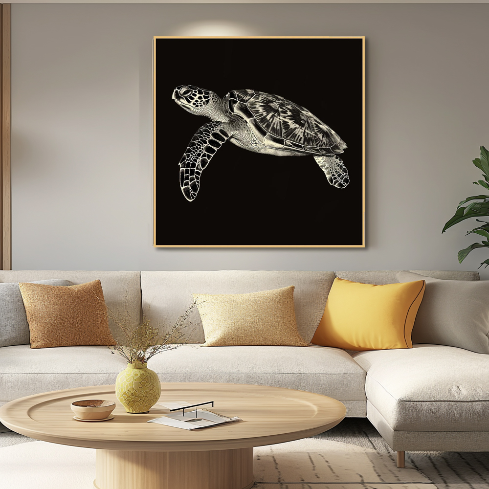 재물 거북 80X80cm 무광골드 알루미늄액자 이미지 8