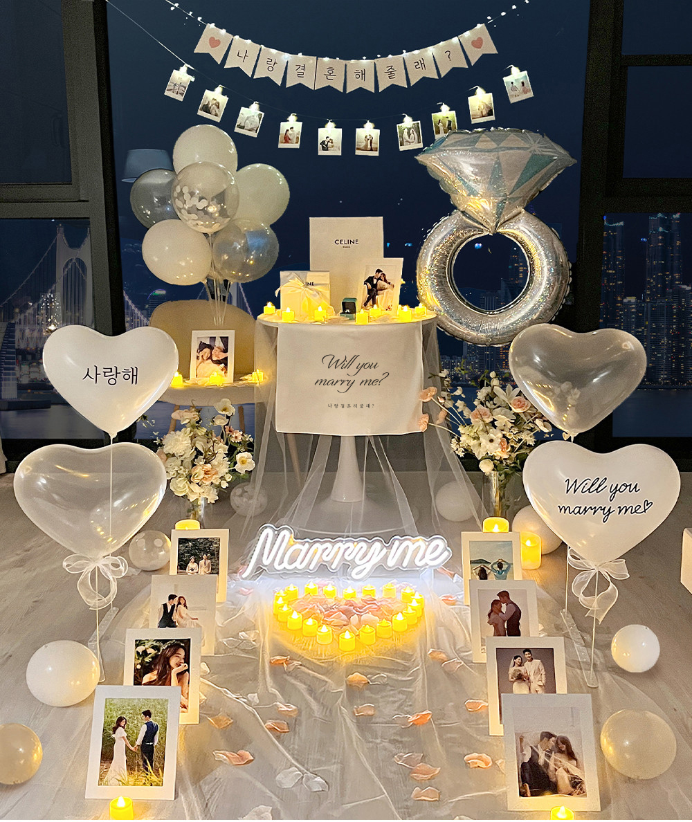 러브헌터 프로포즈 용품 이벤트 세트 풍선 셀프 신혼집 답 결혼 소품업체 피오니고급종이액자 이미지 2