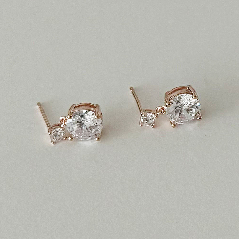 14K골드필드침 기본 큐빅 드롭 귀걸이 심플 데일리 주얼리