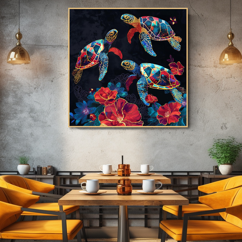 재물 거북 80X80cm 무광골드 알루미늄액자 - 상세 이미지 2