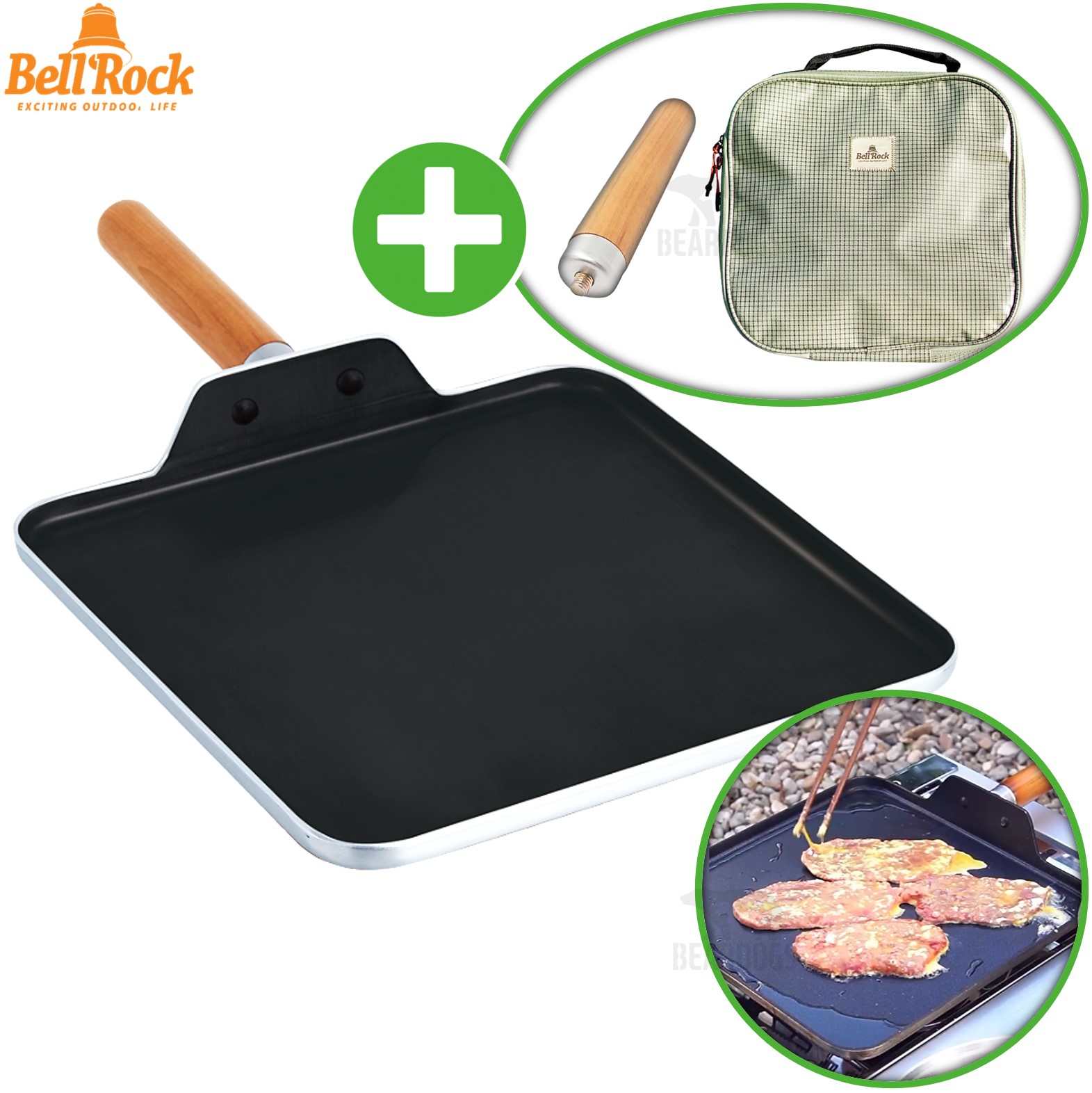 벨락 사각 팬 그리들 테프론 코팅 통3중 캠핑 후라이팬 인덕션 호환