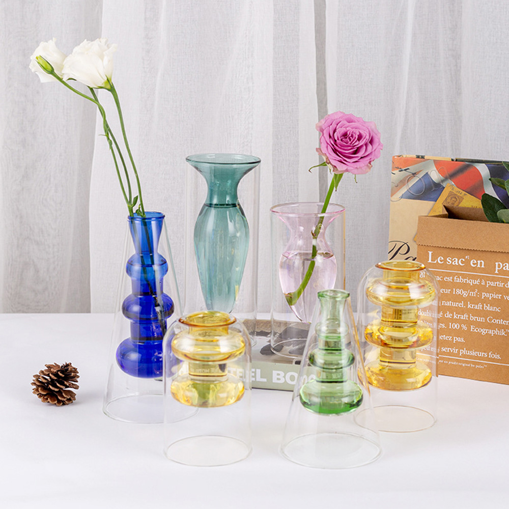 꽃병 유리화병 VASE 빈티지 오브제 유리 꽃 2단 물방울 - 상세 이미지 5