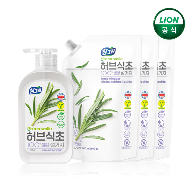 참그린 허브식초  용기 470g x 1개 + 리필 900g x 3개 / 주방세제
