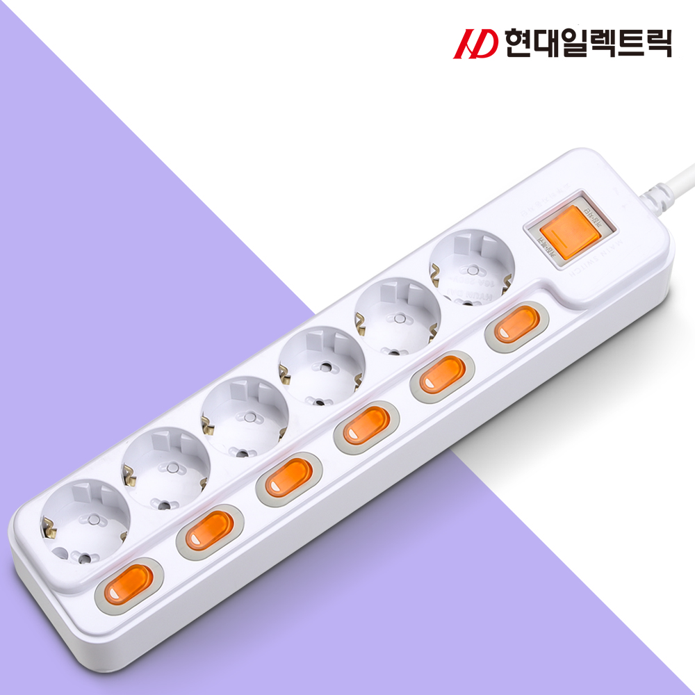 국산 접지 과부하차단 5구 1.5M 멀티 콘센트 개별 멀티탭 이미지 2