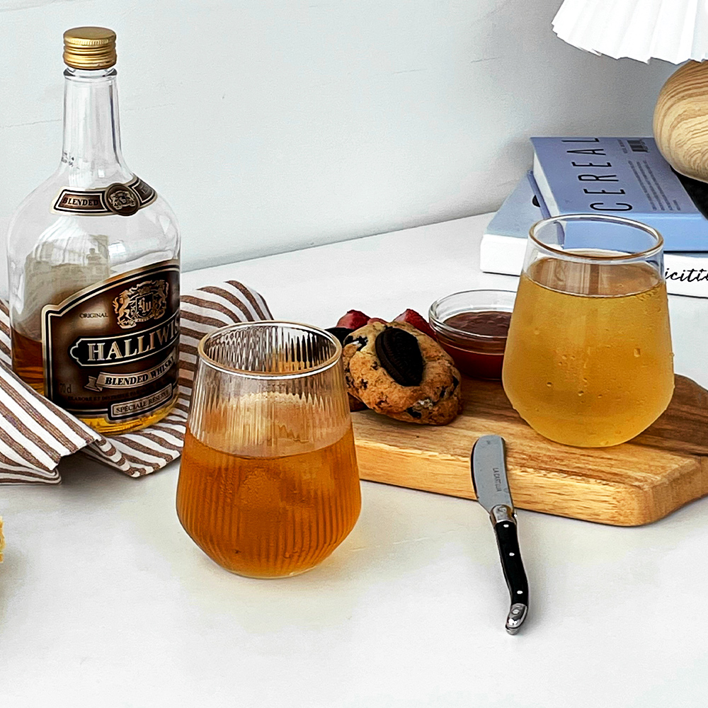 클리어 온더락 글라스 위스키잔 언더락 하이볼잔 내열유리컵 양주잔 예쁜 맥주 칵테일잔 2종