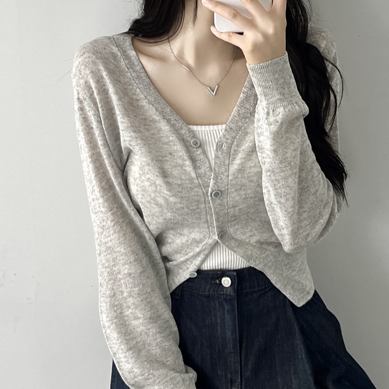 여름 린넨 시스루 크롭 가디건 볼레로 여성 시원한 데일리룩 이미지 6