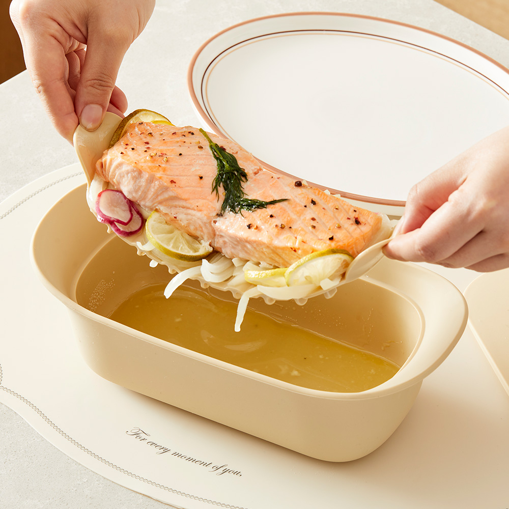 실리프랑 생선찜기 특허 전자레인지용기 실리콘찜기 전자렌지 미세플라스틱제로 버터베이지
