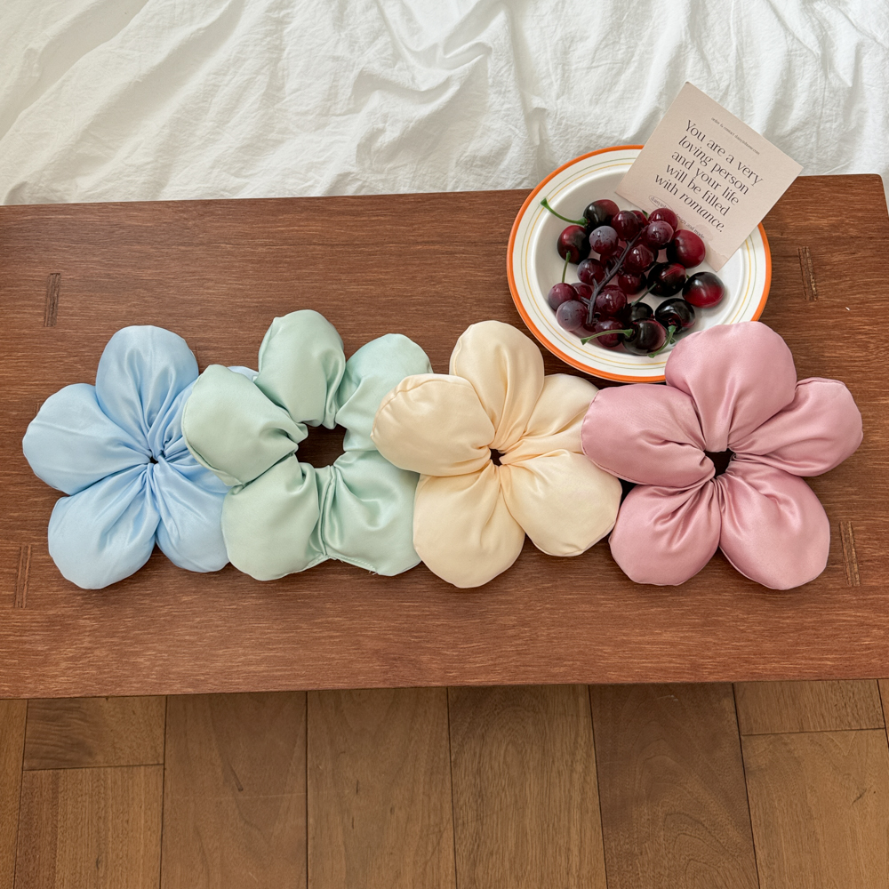 쿠션 플라워 포니테일 헤어 곱창 머리끈 9color 상세 이미지 5