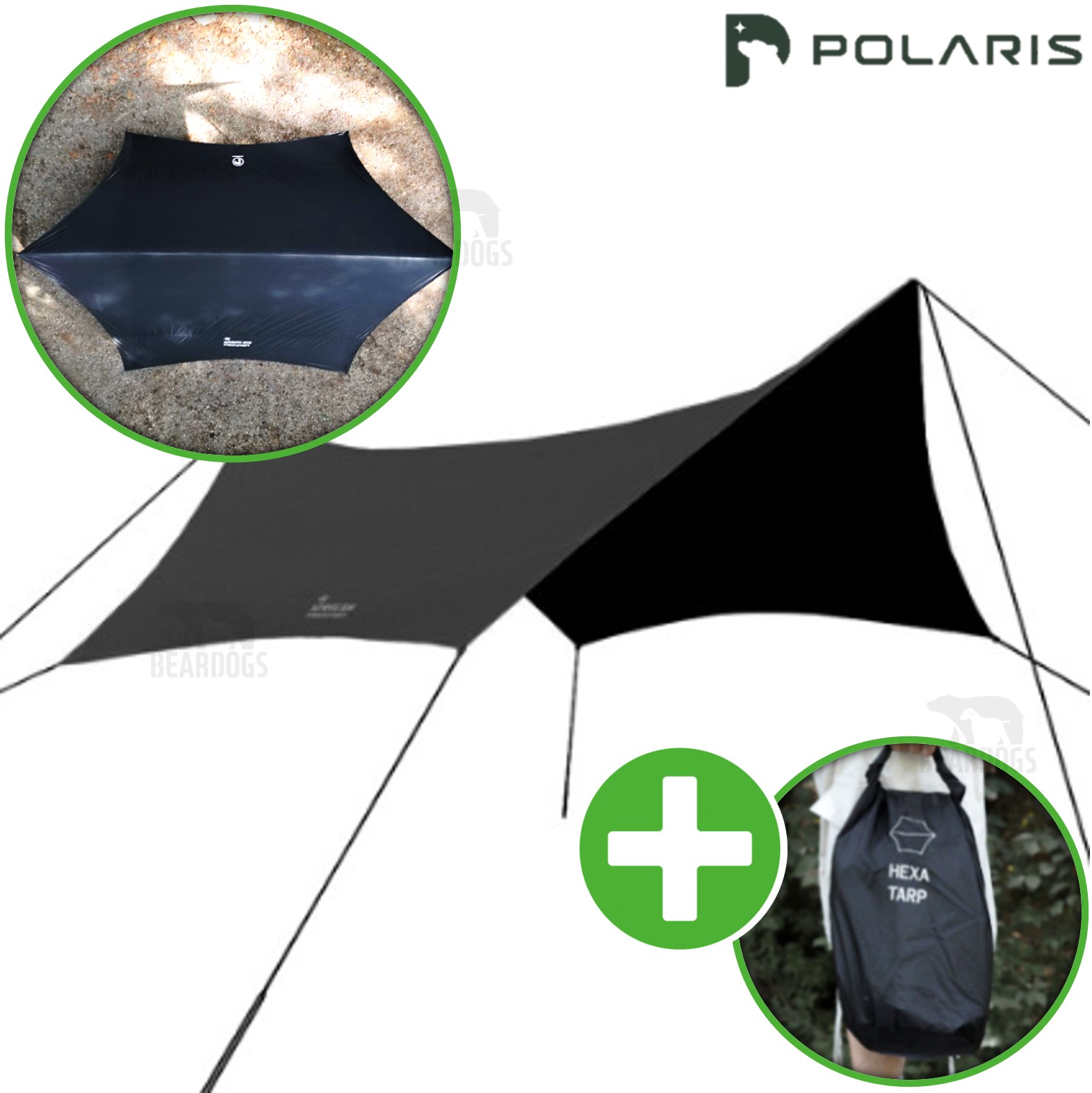 폴라리스 뉴 헥사 타프 블랙코팅 대형 그늘막 블랙