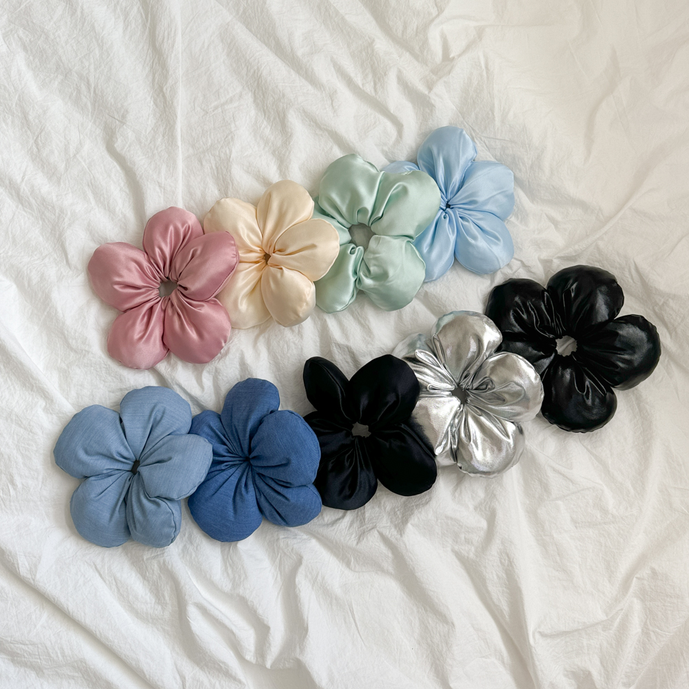 쿠션 플라워 포니테일 헤어 곱창 머리끈 9color 상세 이미지 1