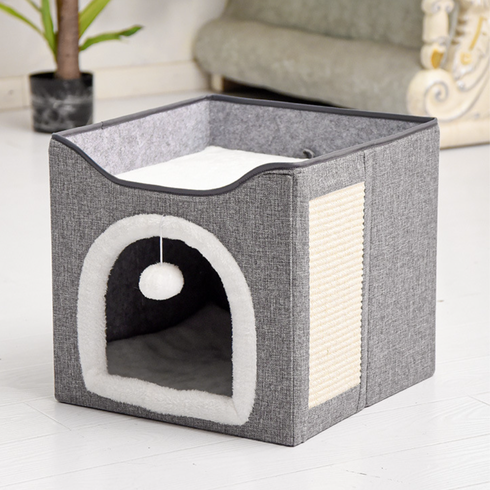 고양이 숨숨집 하우스 애견 텐트 스크래쳐 애완동물 2층 숨숨집 중형