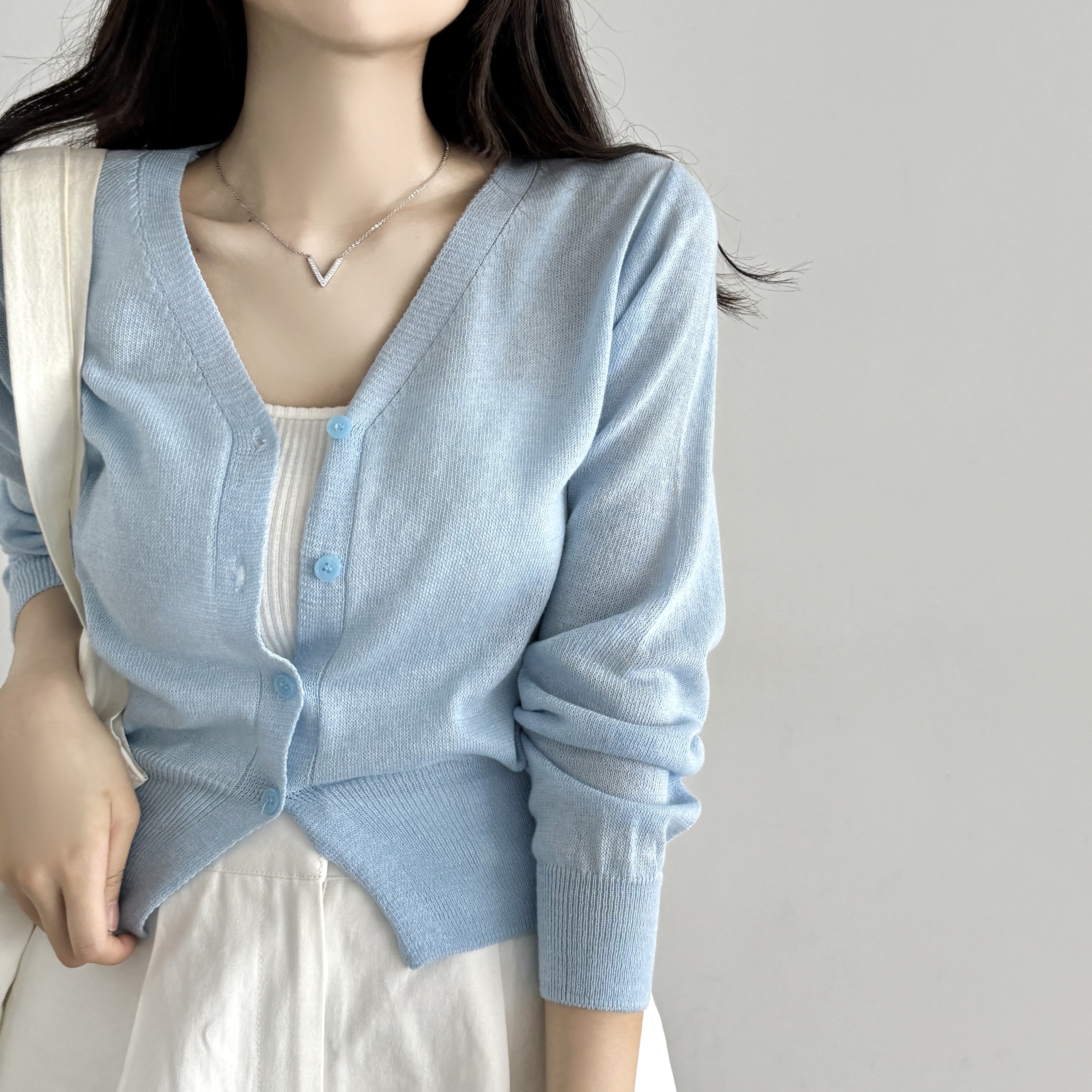 여름 린넨 시스루 크롭 가디건 볼레로 여성 시원한 데일리룩 이미지 8