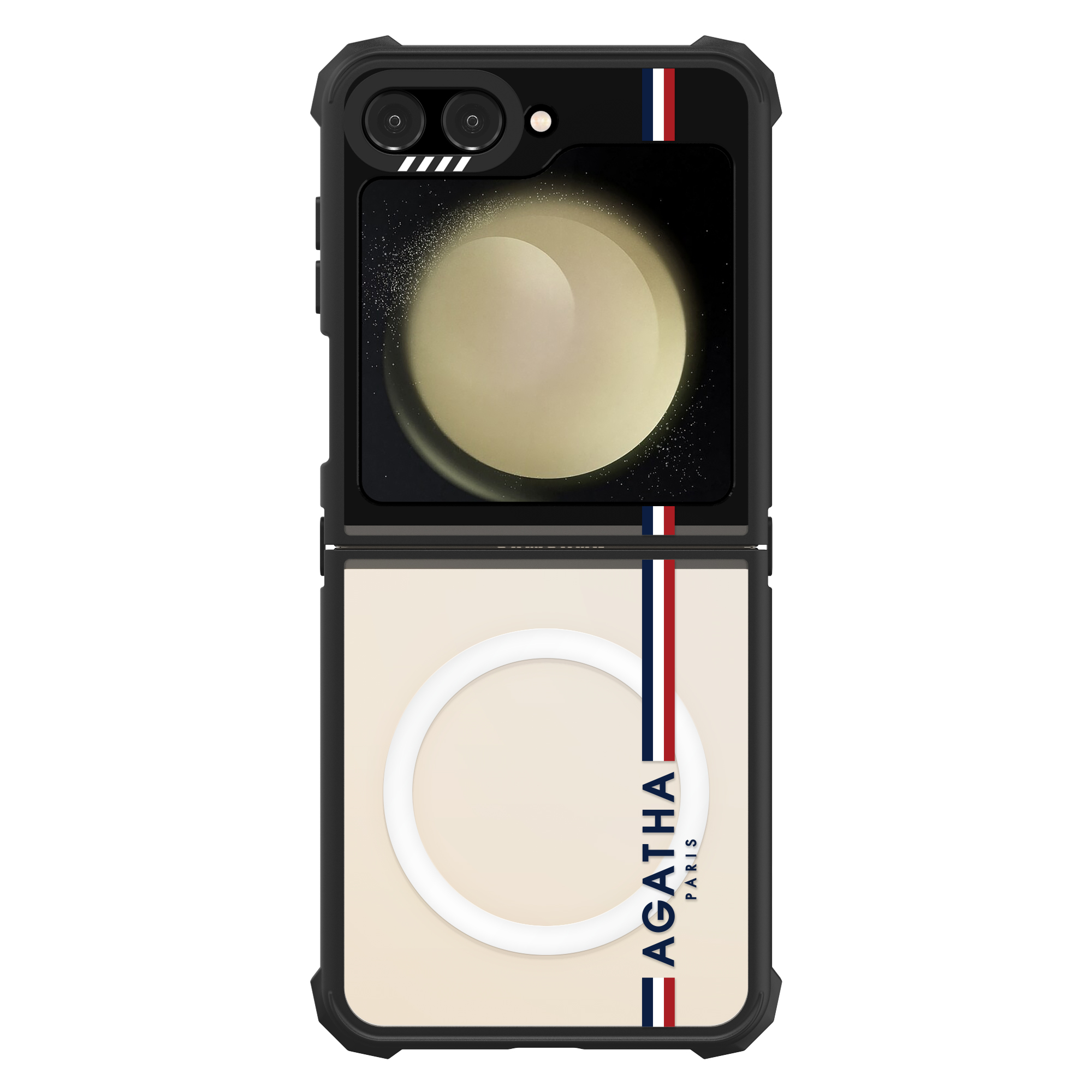 갤럭시 Z플립5 임팩트 아가타 디자인 맥세이프 힌지 보호 투명 범퍼 휴대폰 케이스 시그니처 네이비