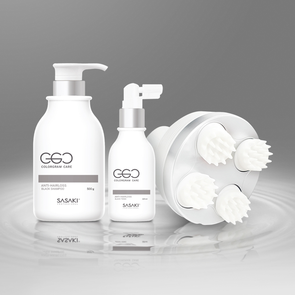 씨지씨 사사키 탈모 샴푸/토닉/전동 두피마사지기 한정판 3종 세트