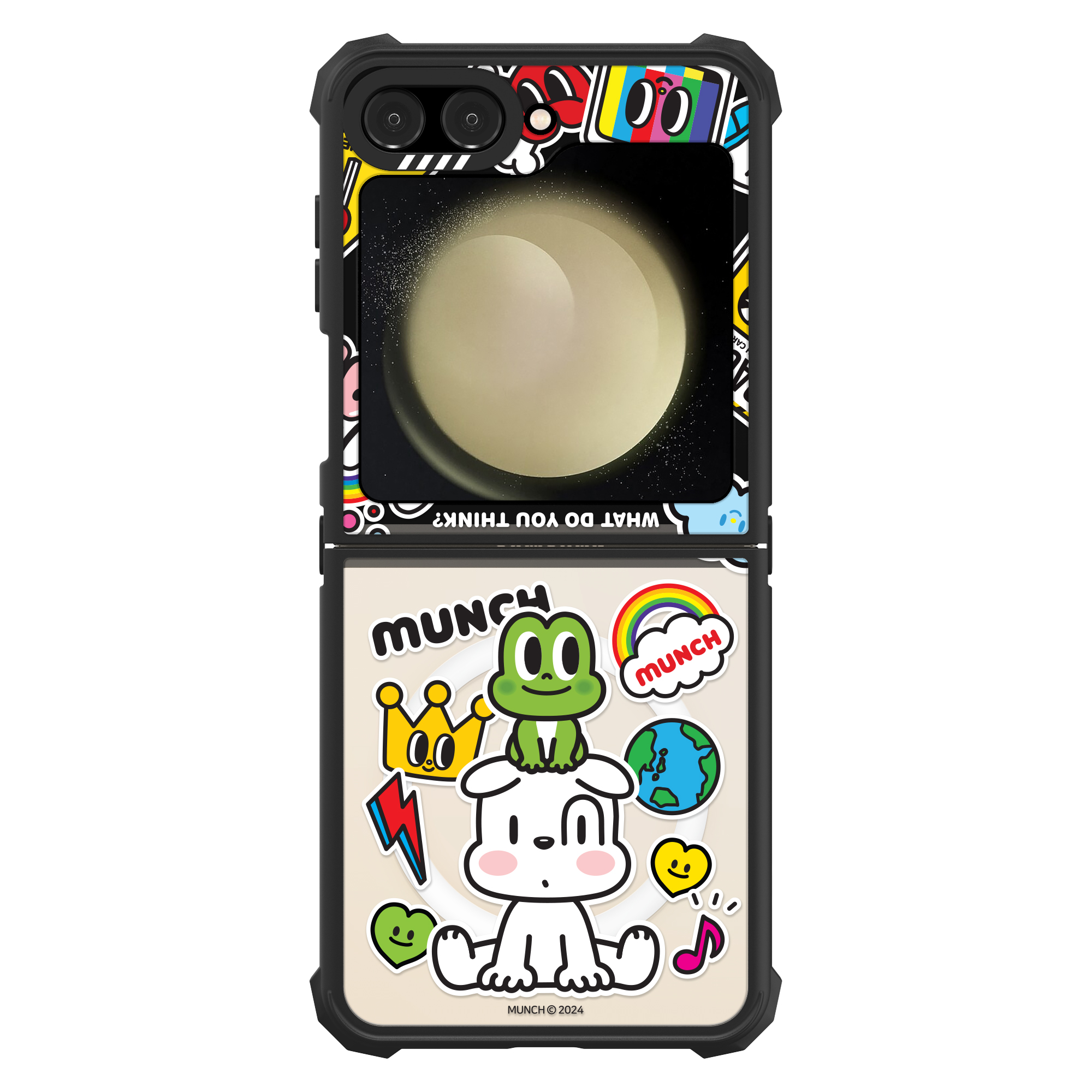 갤럭시 Z플립6 플립7fe 임팩트 아이코닉 디자인 맥세이프 투명 범퍼 휴대폰 케이스 뭉크개구리