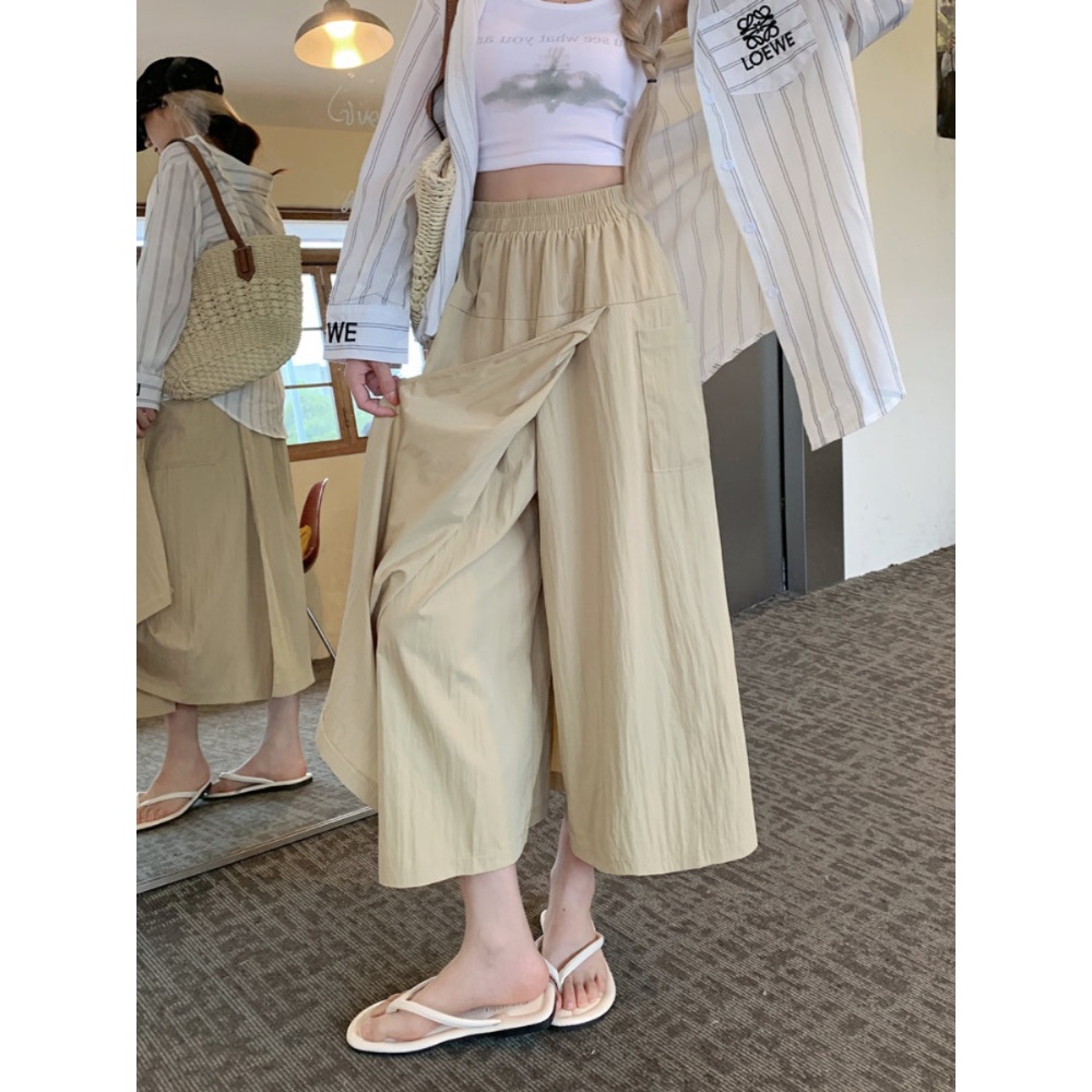 나일론 롱스커트 바지 밴딩 캐주얼 데일리 빅사이즈 얼음 실크 7부 빅사이즈 4XL 3컬러 - 상세 이미지 2