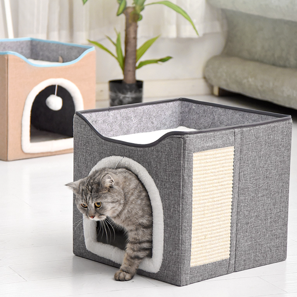 고양이 숨숨집 하우스 애견 텐트 스크래쳐 애완동물 2층 숨숨집 중형