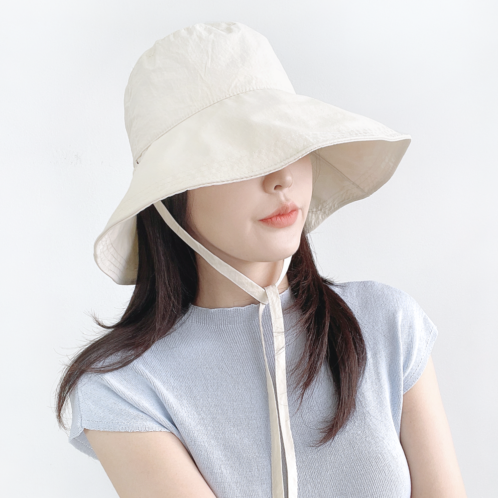 호핑 챙넓은 바스락 비치 모자 스트랩 휴양지 자외선차단 여성 여름 벙거지 버킷햇