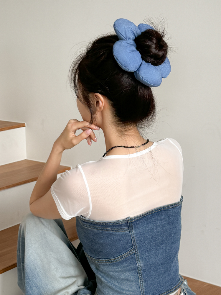 쿠션 플라워 포니테일 헤어 곱창 머리끈 9color 상세 이미지 26