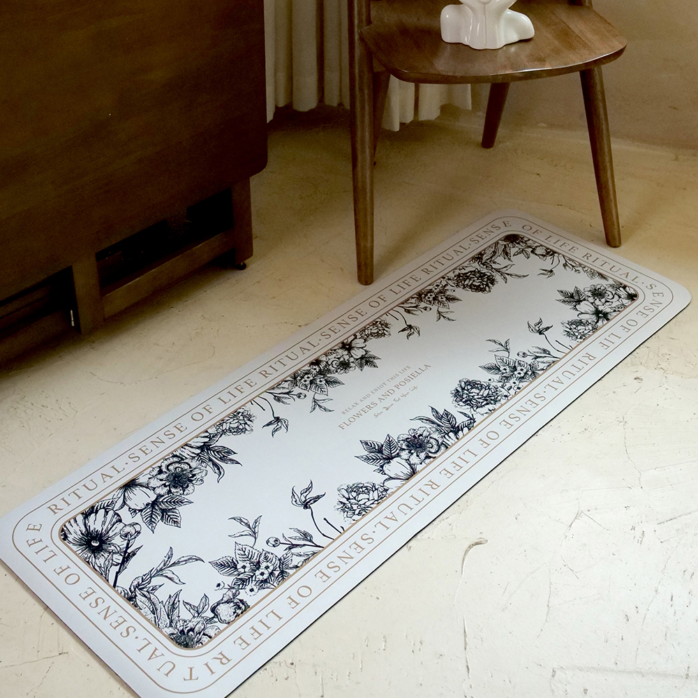 포시엘라 빨아쓰는 규조토 주방 매트 대형 키친 싱크대 발매트 북유럽 시그니쳐 타원 XL