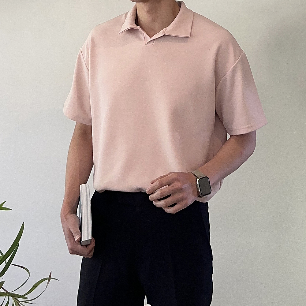 남자 반팔티 구김없는 오버핏 무지 빅사이즈 남성 반팔 카라티