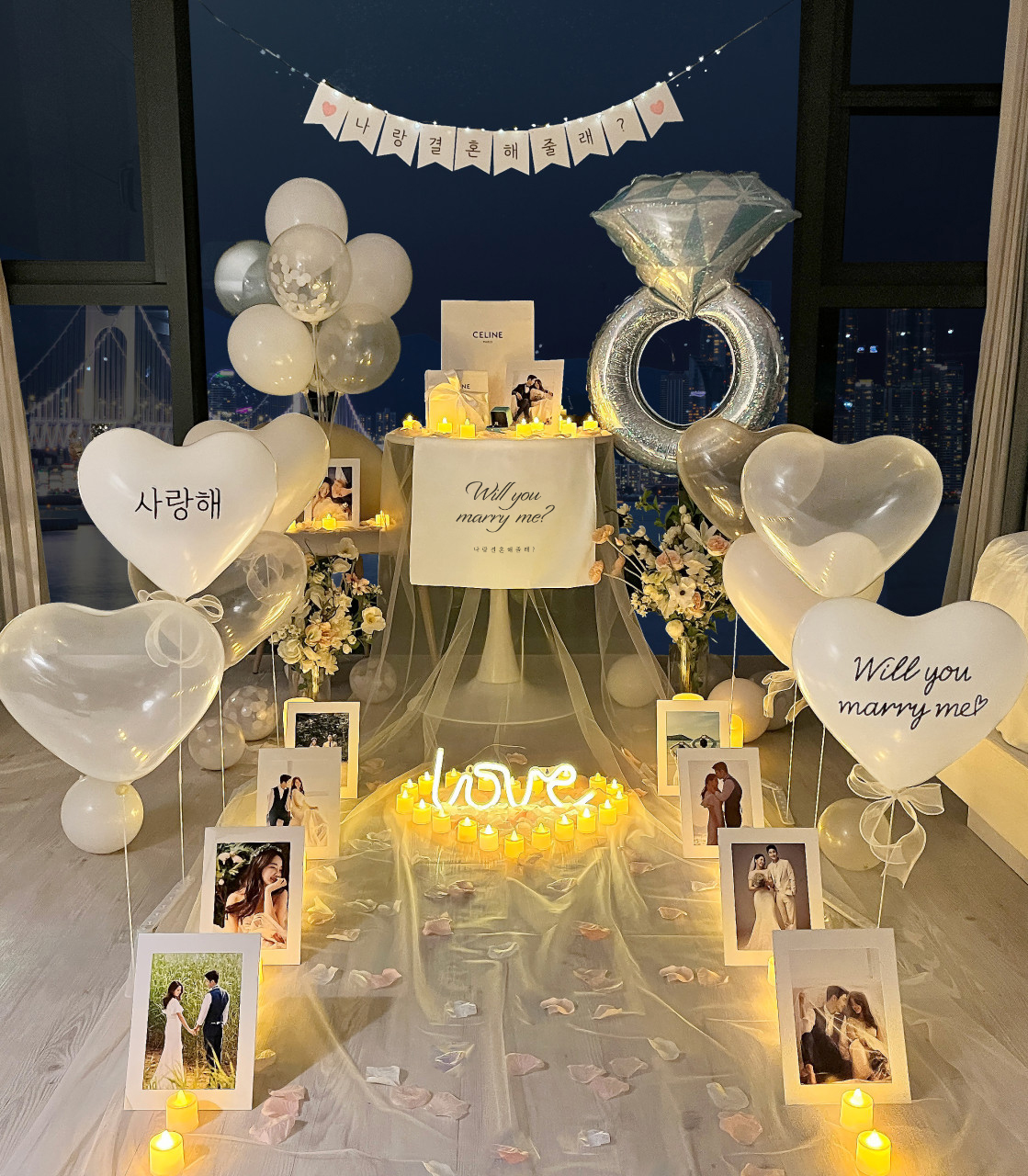 러브헌터 프로포즈 용품 이벤트 세트 풍선 셀프 신혼집 답 결혼 소품업체 피오니고급종이액자 이미지 4