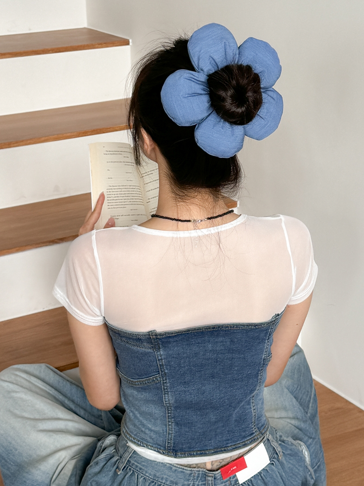 쿠션 플라워 포니테일 헤어 곱창 머리끈 9color 상세 이미지 23