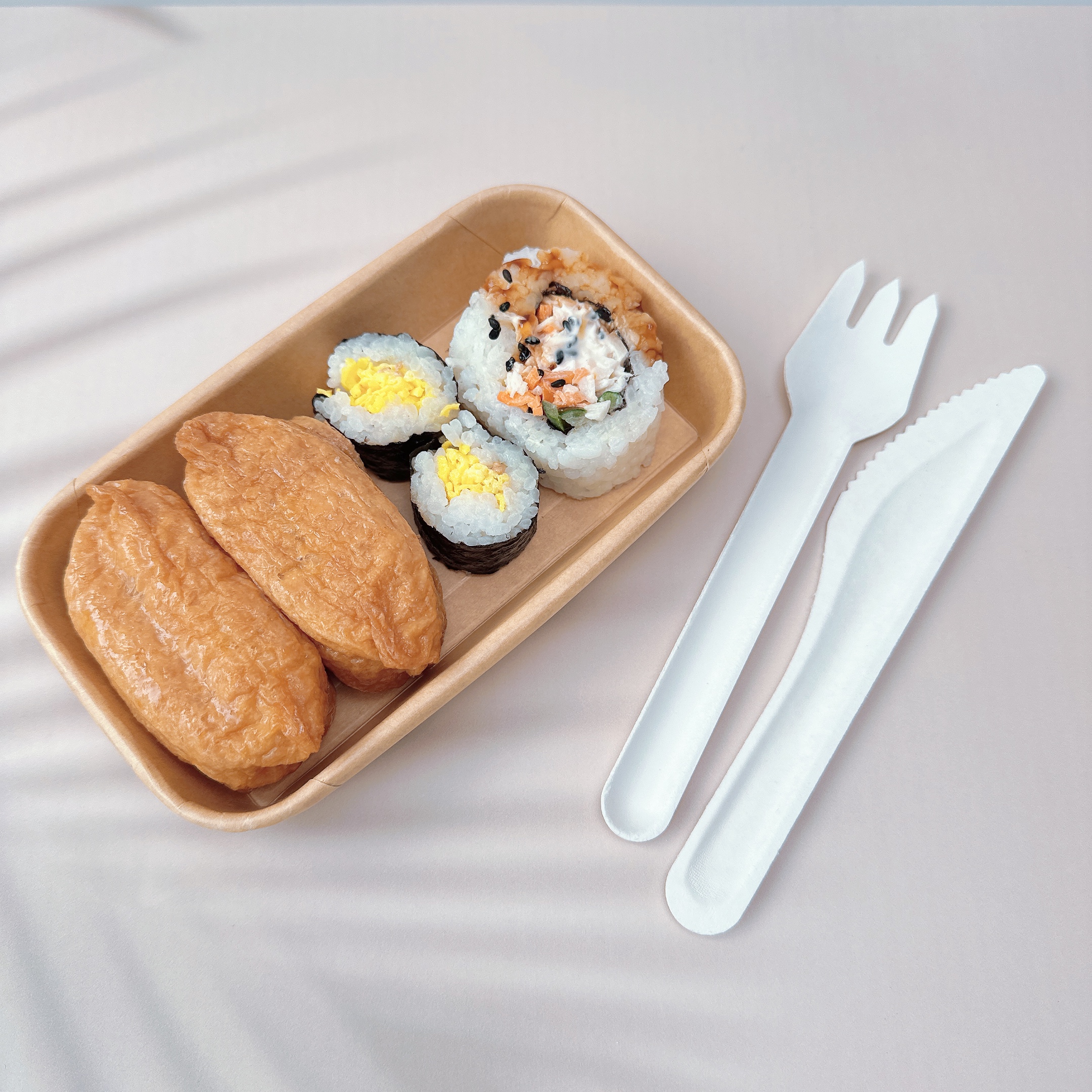 친환경 펄프 일회용 나이프 50p 소풍 캠핑 포장 배달 종이 세트 - 상세 이미지 3