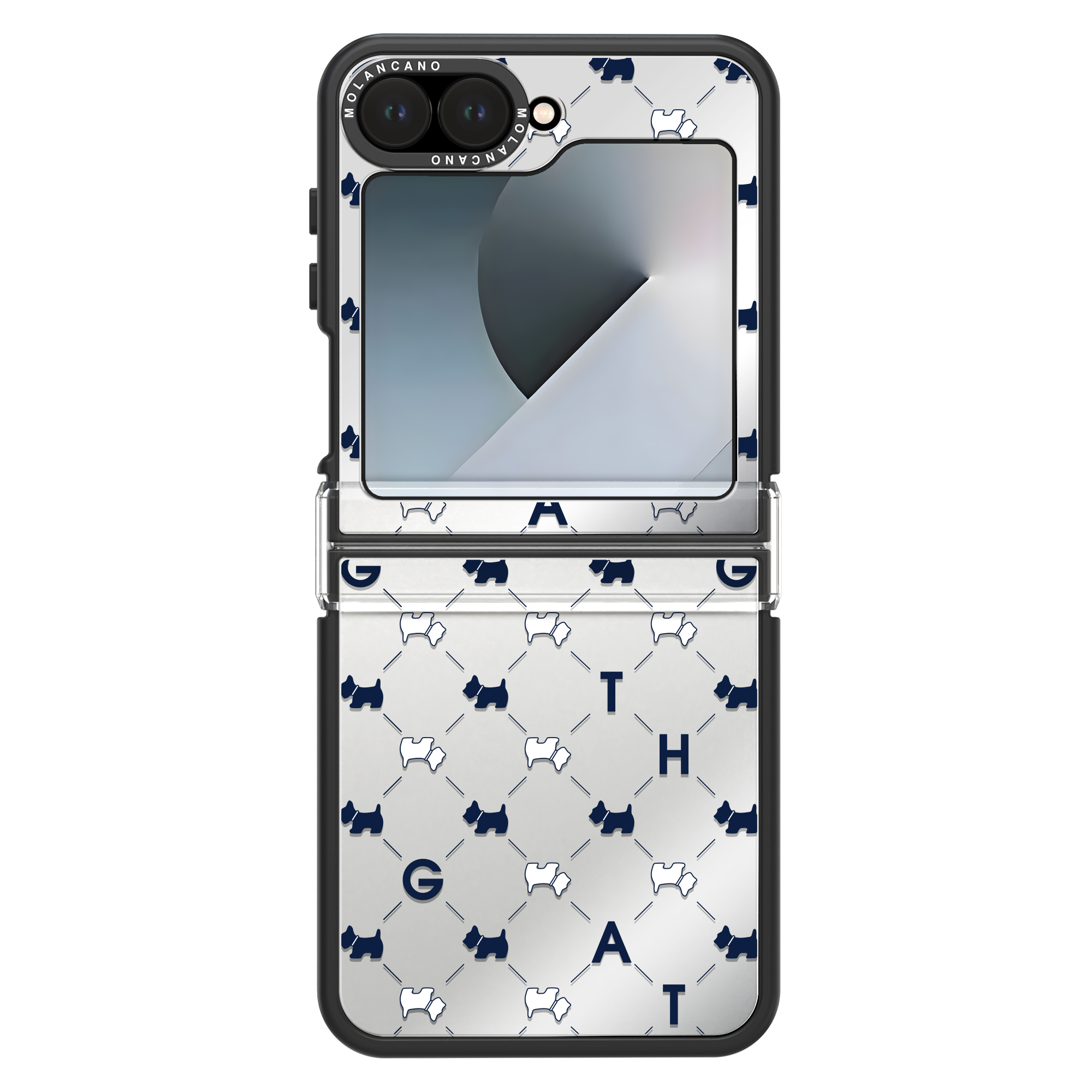 갤럭시 Z플립6 플립7fe 미러 아가타 디자인 거울 휴대폰 케이스 스코티 그리드 레드 - 상세 이미지 2