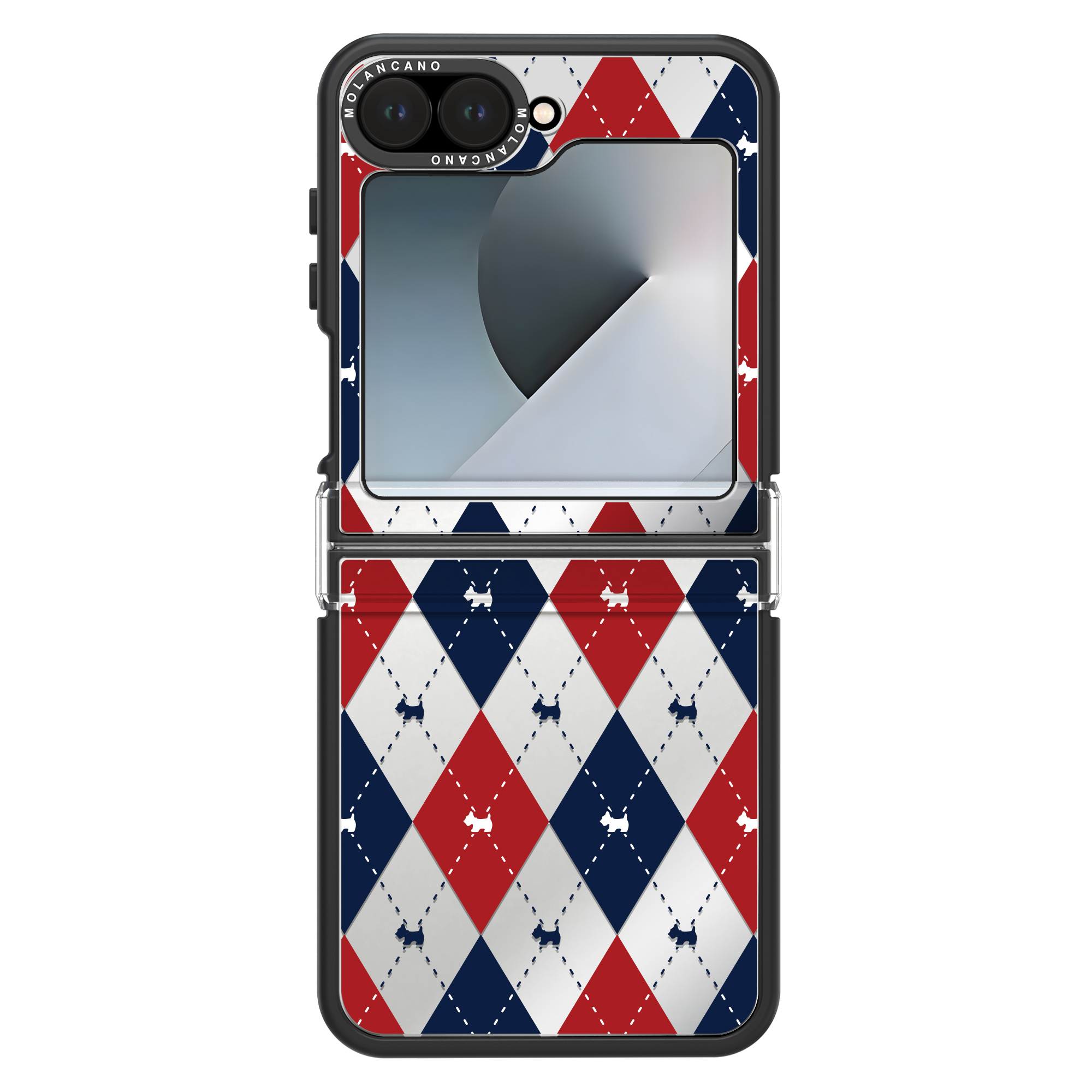 갤럭시 Z플립6 플립7fe 미러 아가타 디자인 거울 휴대폰 케이스 스코티 그리드 레드 - 상세 이미지 5