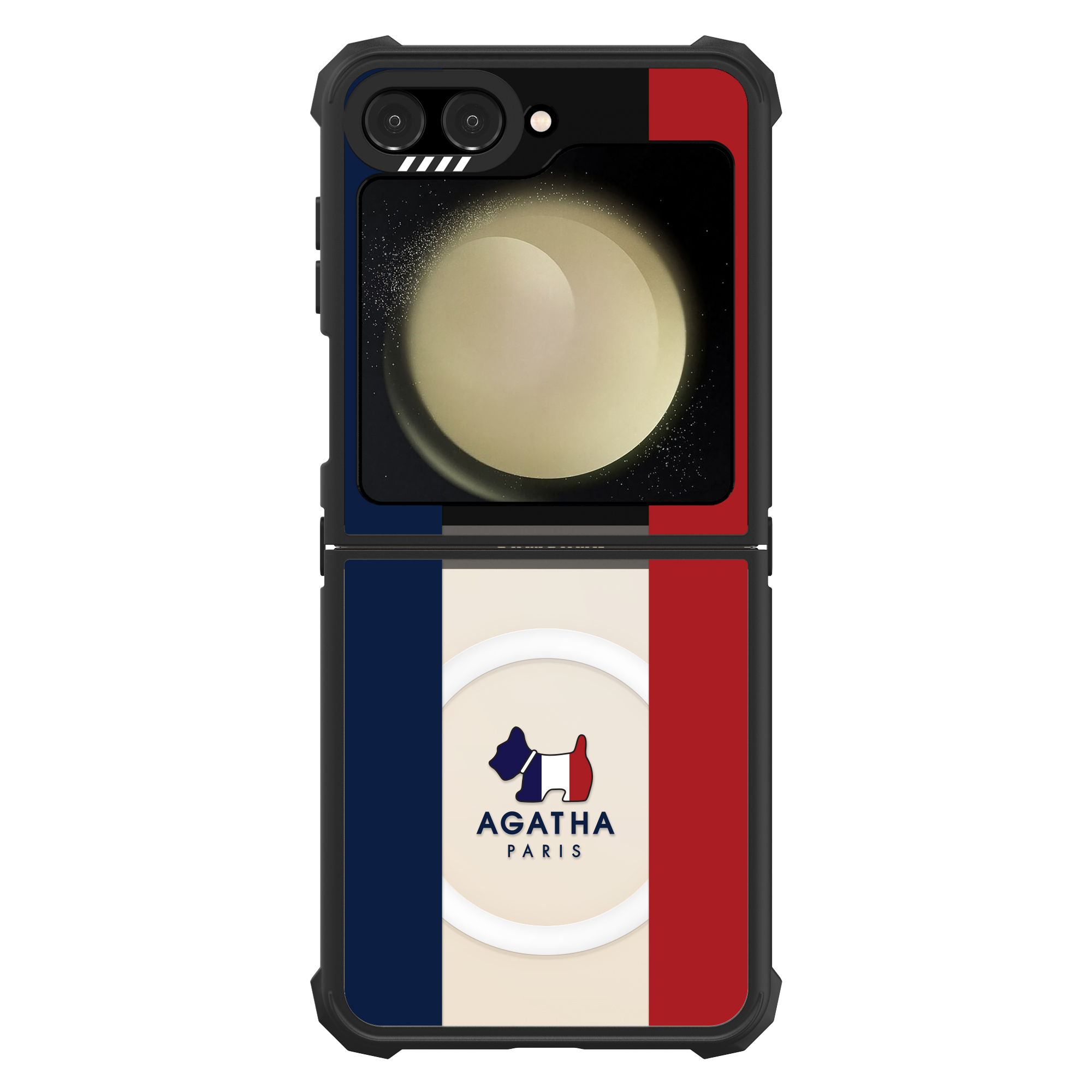 갤럭시 Z플립5 임팩트 아가타 디자인 맥세이프 힌지 보호 투명 범퍼 휴대폰 케이스 시그니처 네이비