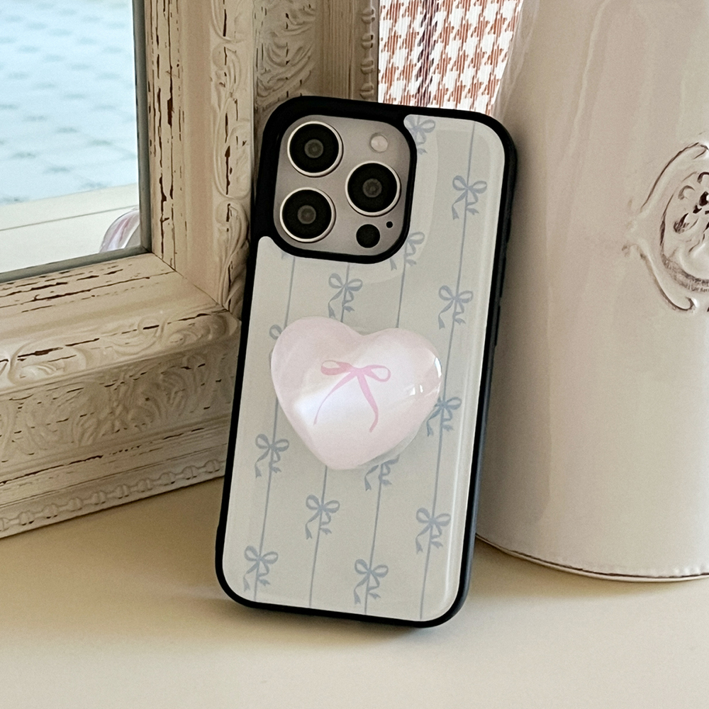 line ribbon pattern 아이폰 15pro 갤럭시 에폭시 범퍼 케이스 blue ribbon - 메인 이미지