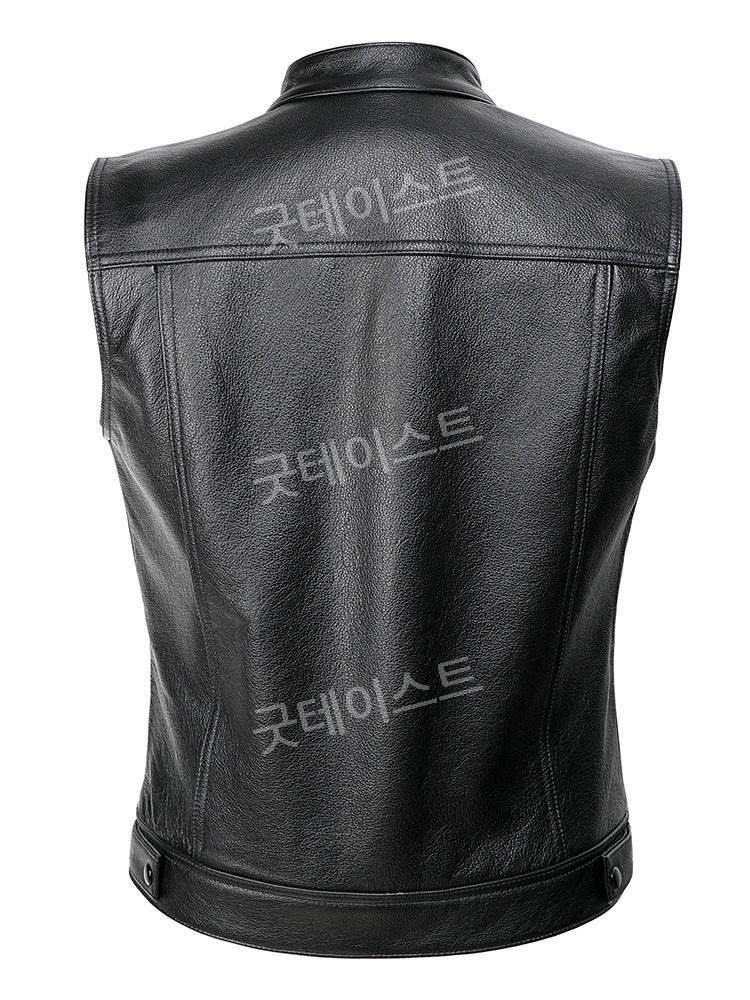 바이크 가죽 조끼 오토바이 민소매 블랙 패션 - 상세 이미지 2