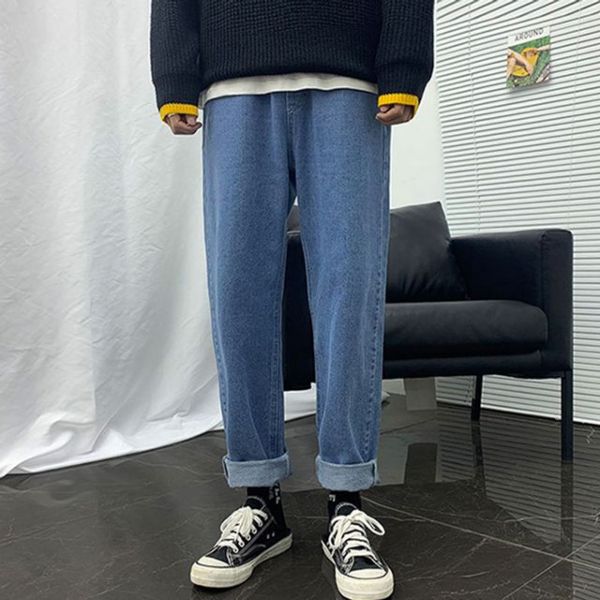 남자여름청바지 남자와이드청바지 데님 팬츠 남성 중청 여름 간절기 허리밴딩 청바지 : 1월31일