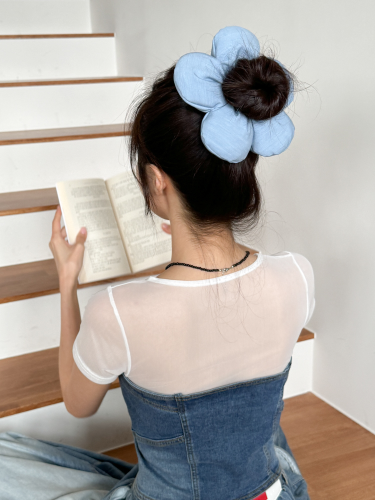 쿠션 플라워 포니테일 헤어 곱창 머리끈 9color 상세 이미지 19