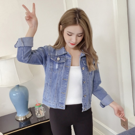 예쁜 청카바 연 청 재킷 베이직 자켓 슬림 핏 커버 봄 데님 숏 코디 여자 여성 빅사이즈