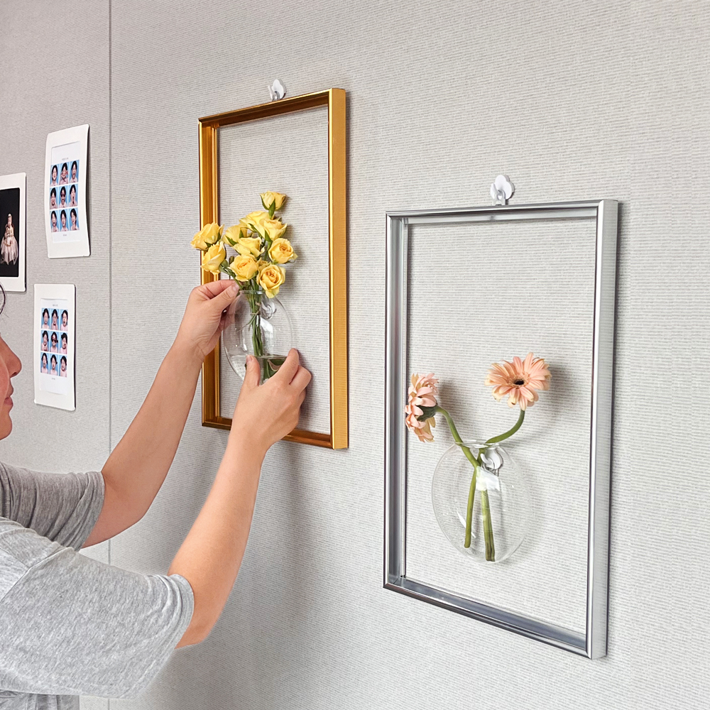 벽걸이 유리 화병 인테리어 소품 거실 벽걸이 철제 액자 벽장식 프레임 꽃병