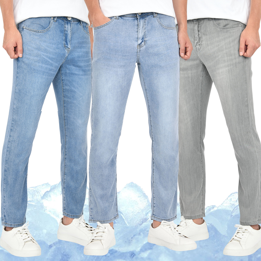 남자 여름 청바지 슬림 일자 쿨링 9부 10부 얇은 데님 빅사이즈