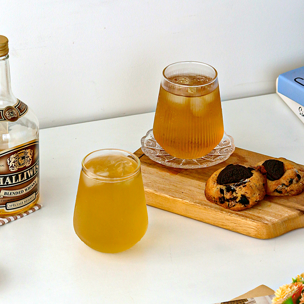 클리어 온더락 글라스 위스키잔 언더락 하이볼잔 내열유리컵 양주잔 예쁜 맥주 칵테일잔 2종