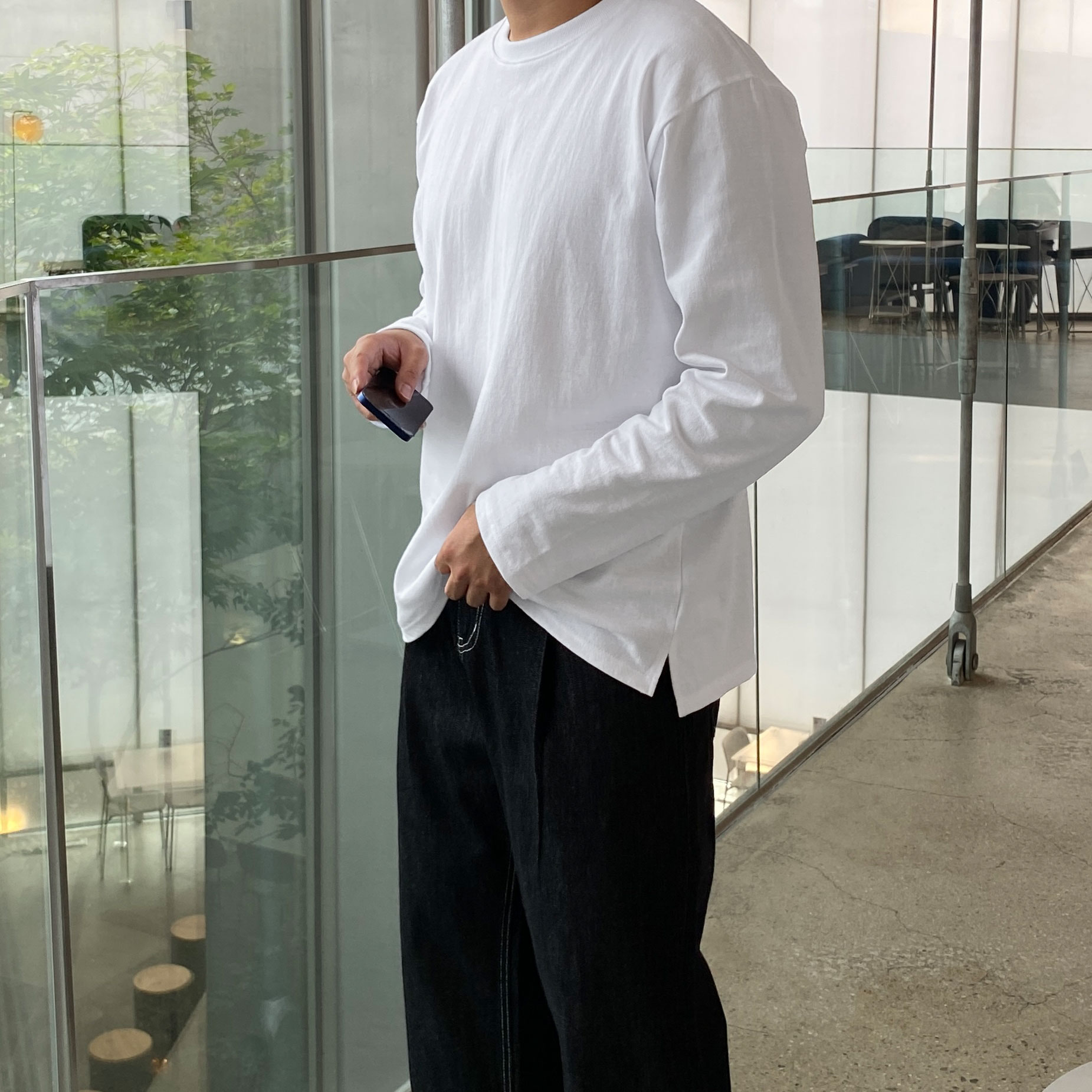 1+1 남자 레이어드 티 10수 두꺼운 반팔 안비치는 흰 티 - 상품 이미지