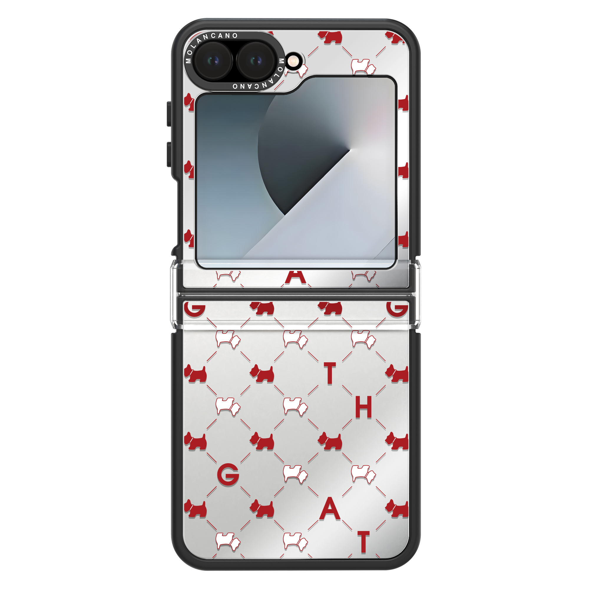 갤럭시 Z플립6 플립7fe 미러 아가타 디자인 거울 휴대폰 케이스 스코티 그리드 레드 - 상품 이미지