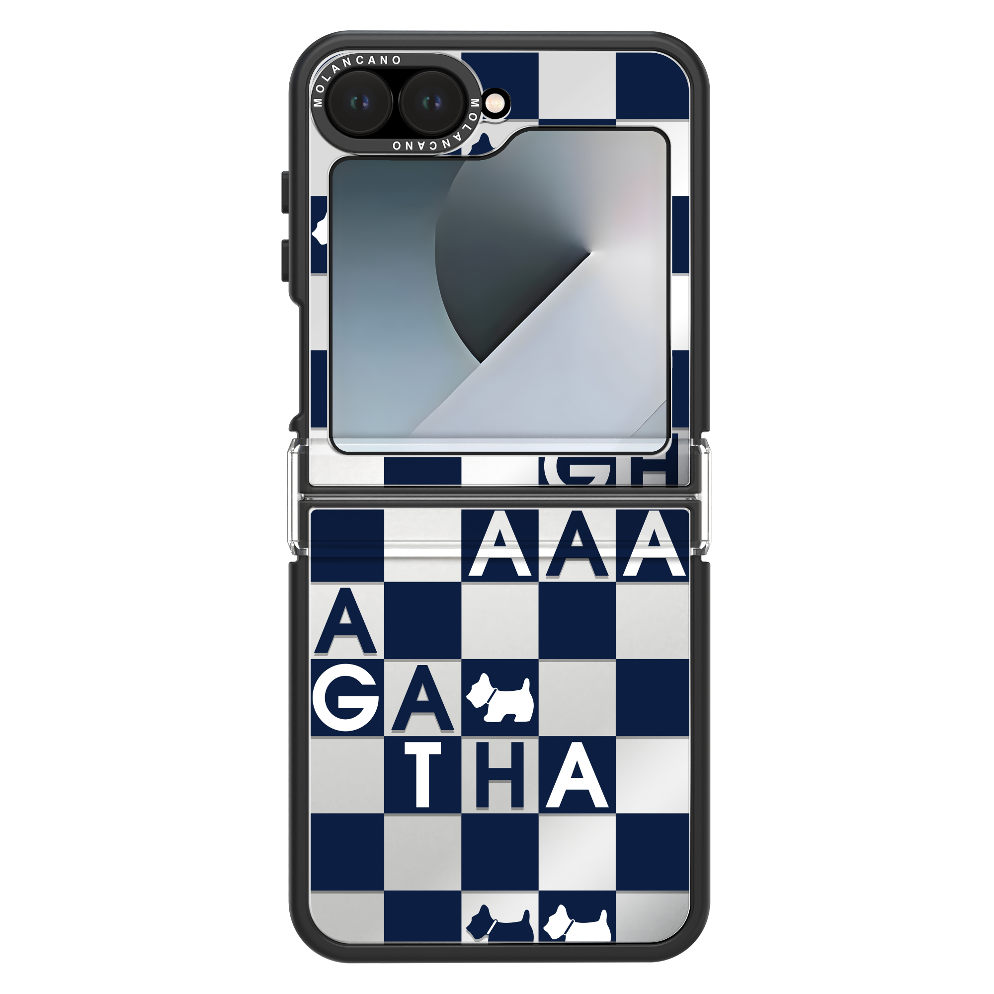 갤럭시 Z플립6 플립7fe 미러 아가타 디자인 거울 휴대폰 케이스 스코티 그리드 레드 - 상세 이미지 3