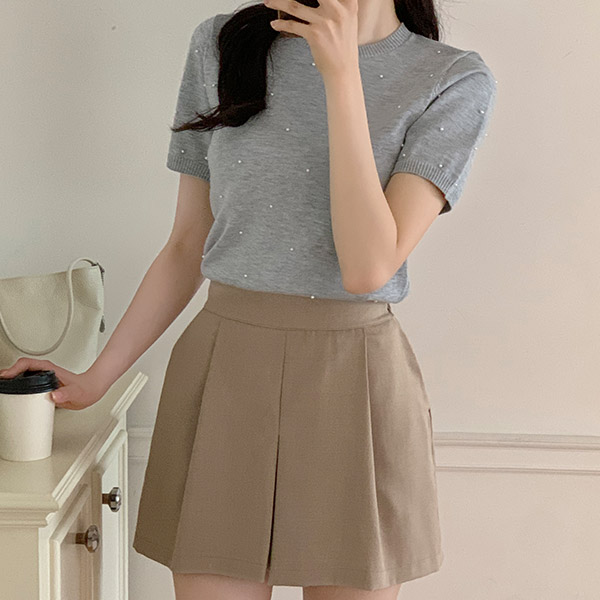 (뒷밴딩허벅지소멸핏교복템) 린지 원핀턱 베이직 하프 팬츠 ps4897 - 상품 이미지