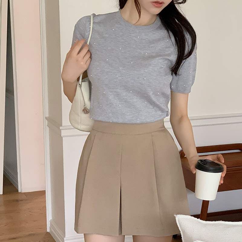 (뒷밴딩허벅지소멸핏교복템) 린지 원핀턱 베이직 하프 팬츠 ps4897 - 상세 이미지 5