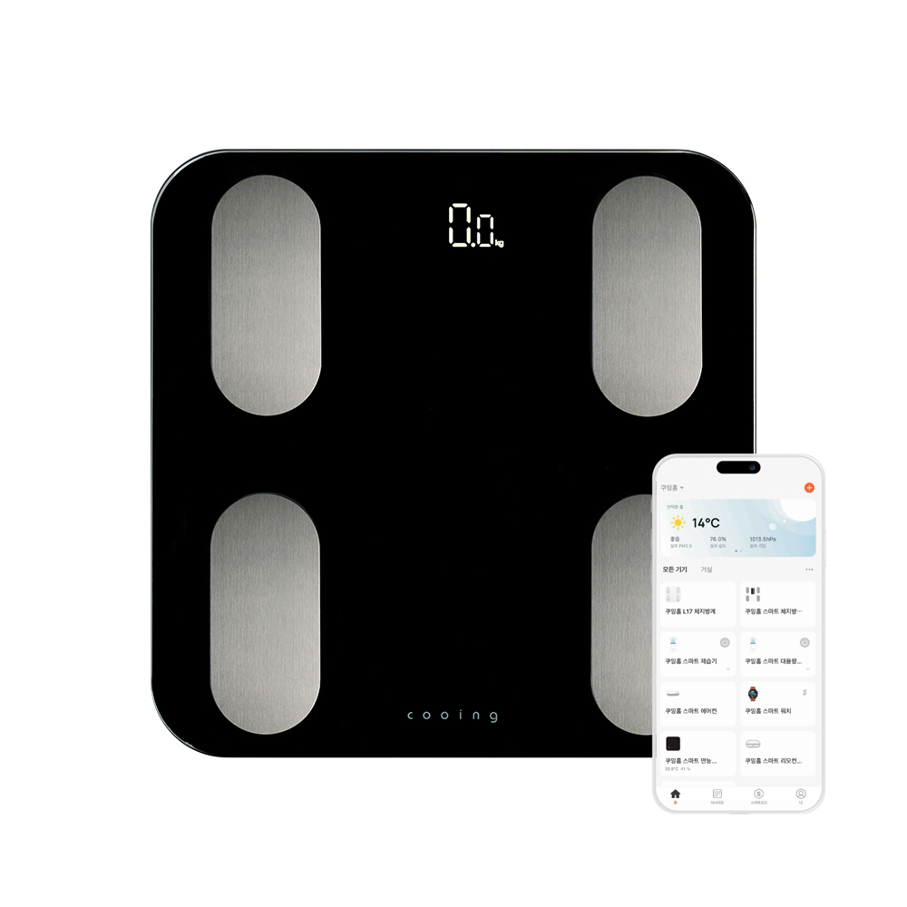 쿠잉 스마트체중계 가정용 체지방계 체성분 인바디기계 몸무게 측정기 미니 화이트 - 상세 이미지 2