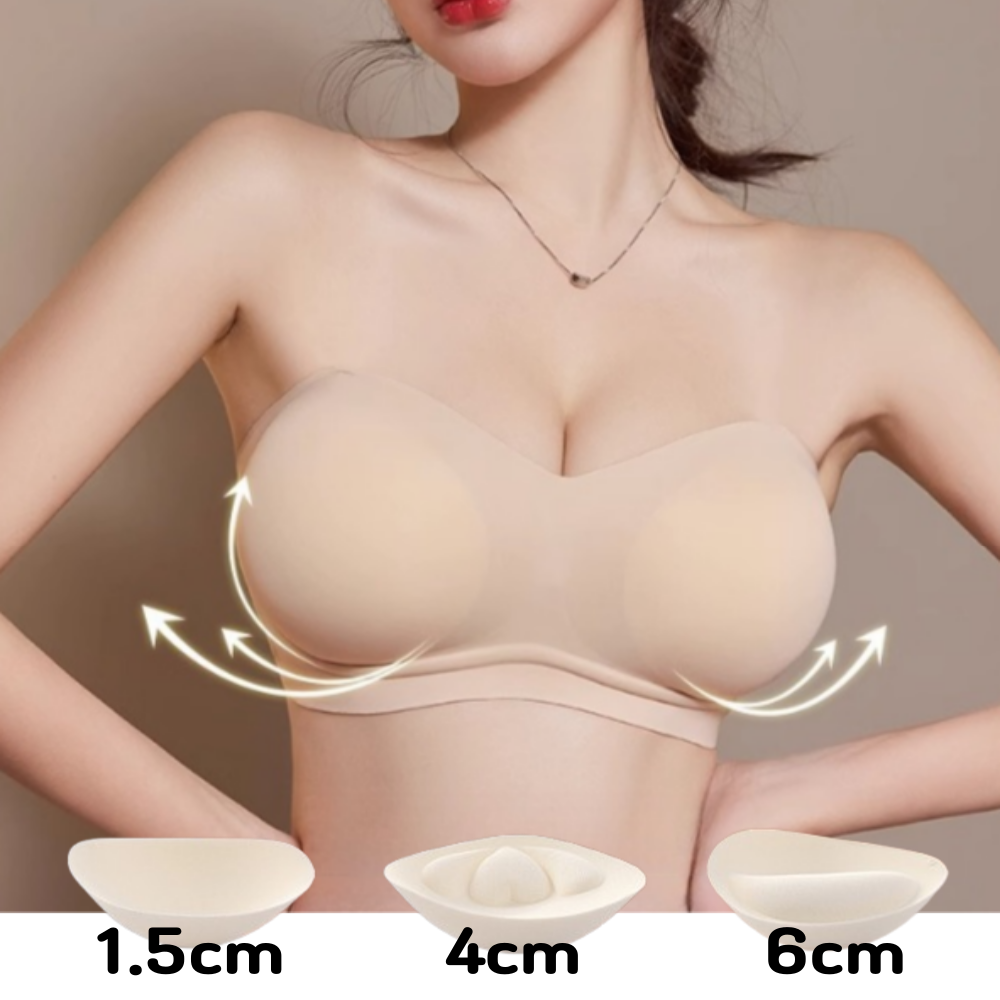 끈없는브라 1.5cm 4cm 6cm 왕뽕 옆가슴 옆볼륨 심리스 노끈 오픈숄더브라탑 - 메인 이미지