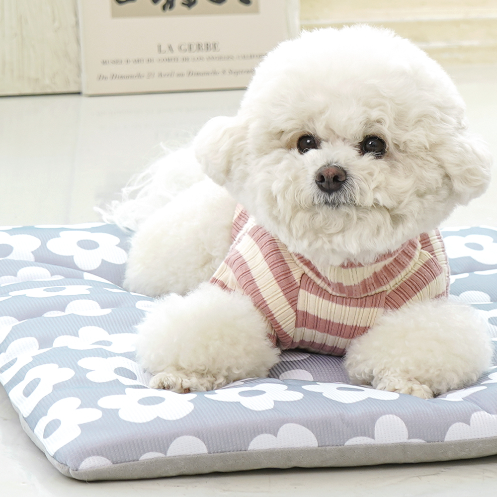 개과천선 미로 강아지 사각 방석 애견 꽃무늬 쿠션 꿀잠 침대 다용도 고양이 소프트 그레이