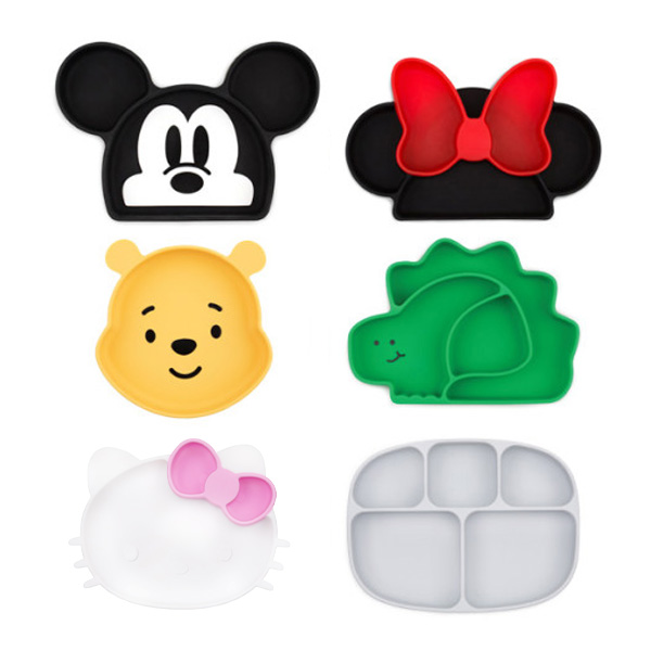 [범킨스] 아기 어린이 유아 자기주도 이유식 실리콘 흡착식판 3구 어린이집 식판 세트