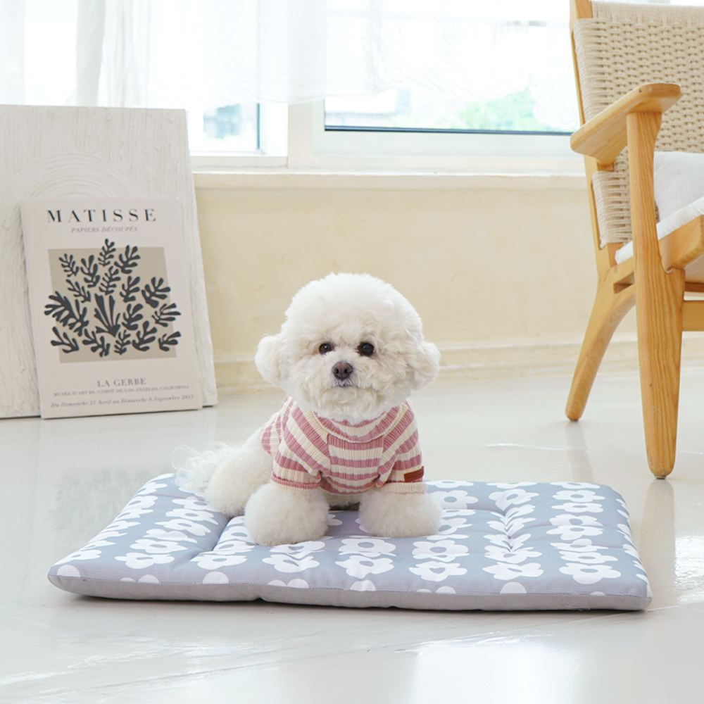 개과천선 미로 강아지 사각 방석 애견 꽃무늬 쿠션 꿀잠 침대 다용도 고양이 소프트 그레이